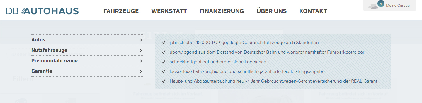 Verbesserte Navigation auf der DB Autohaus Webseite