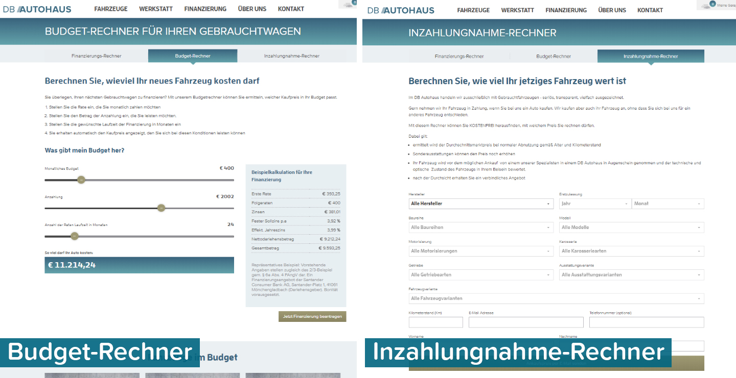 Finanzierungsrechner bei DB Autohaus