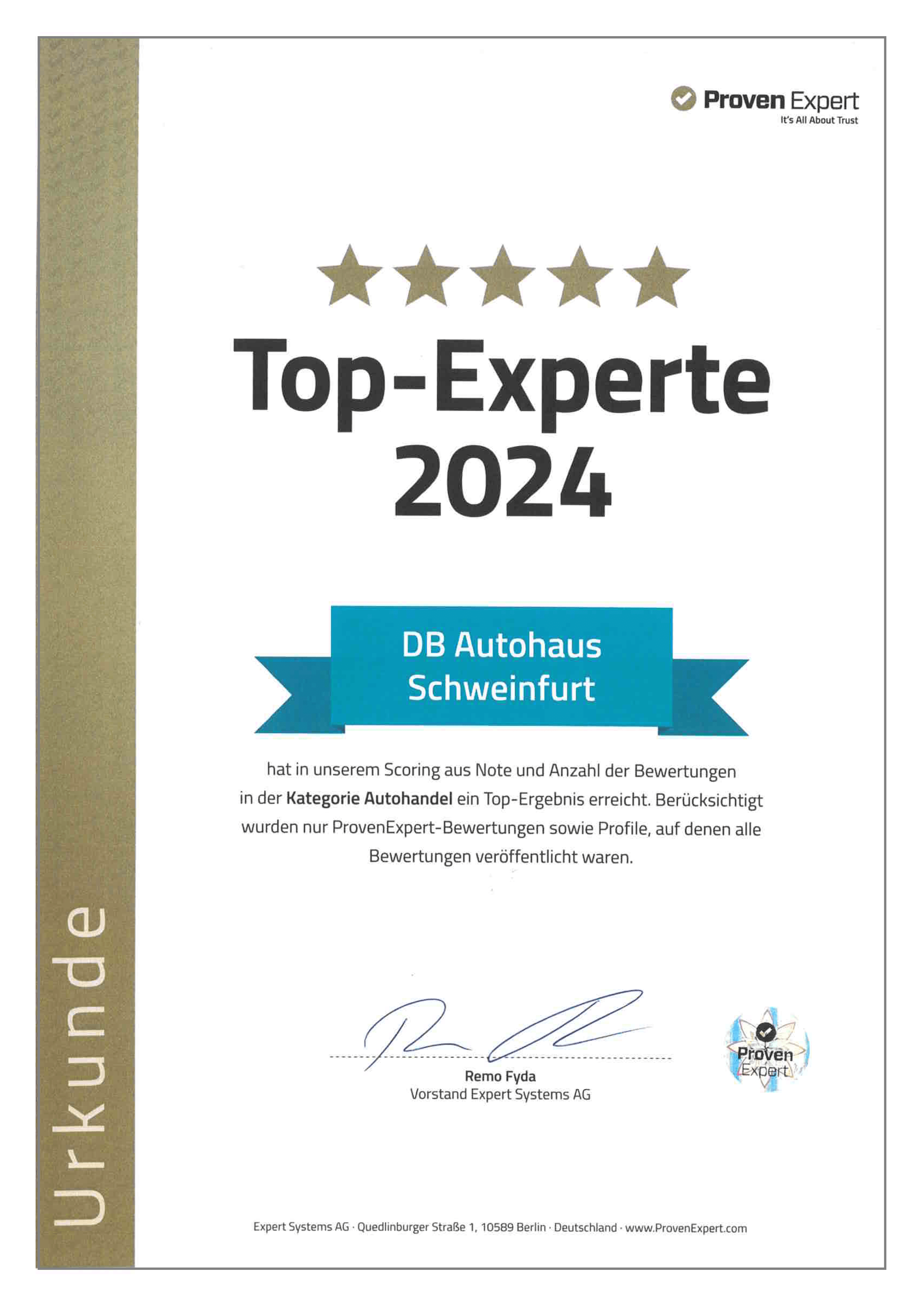 DB Autohaus Schweinfurt gehört zu den top 3 Experten der Branche